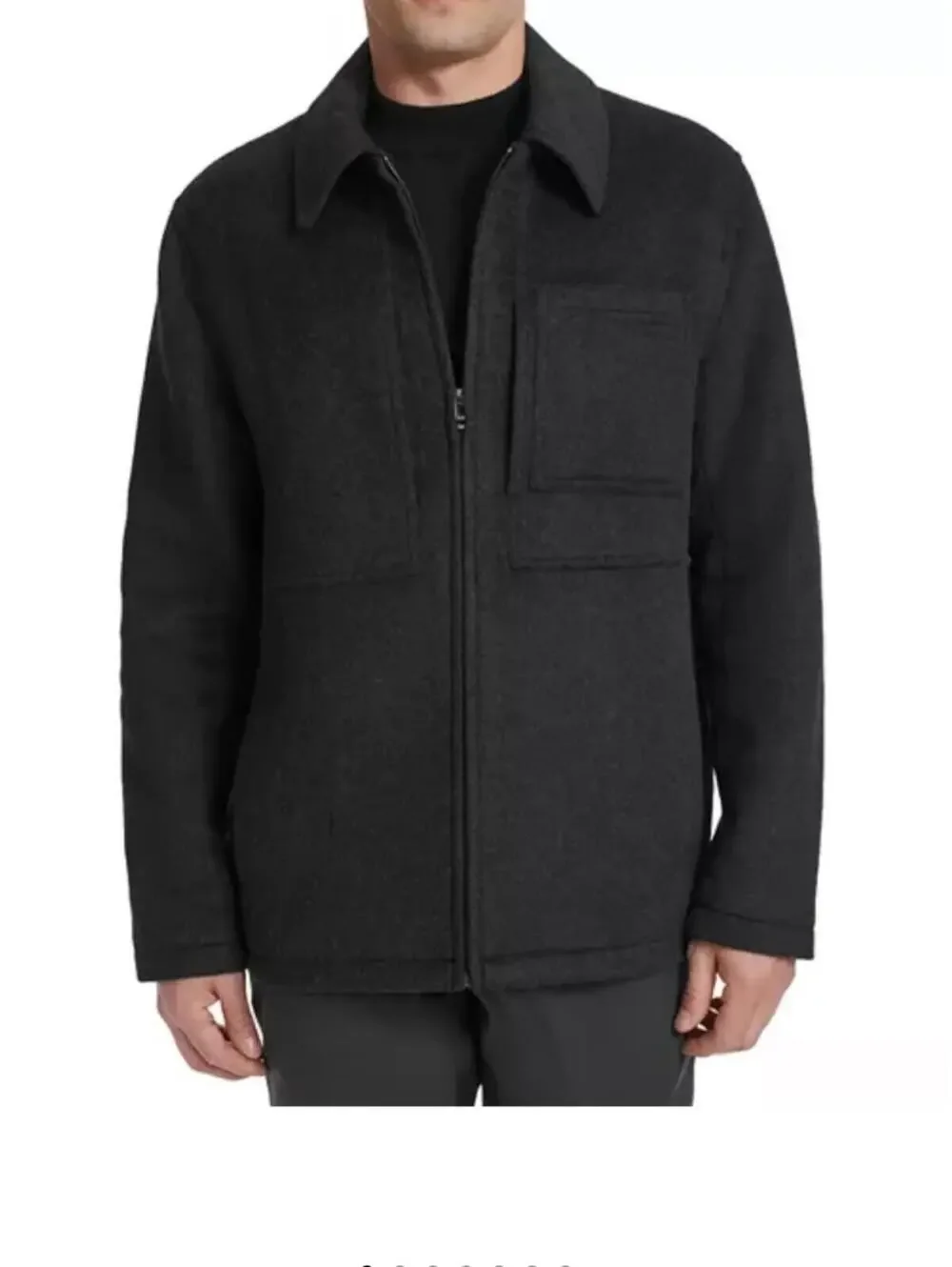 Cole Haan Dark Charcoal Zip-Front Shirt Jacket